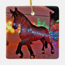 Enfeites de natal de Carruagem Desenhada do Cavalo