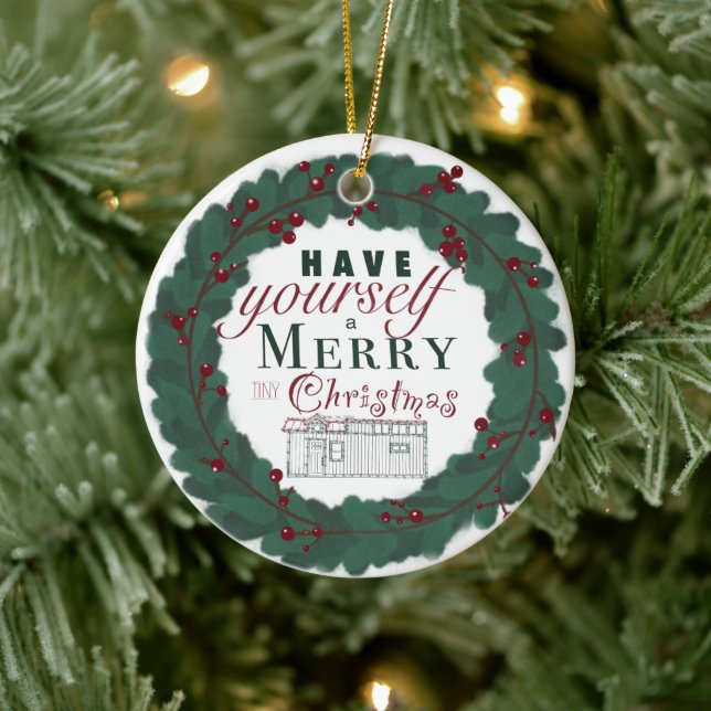 Enfeites de natal de casa pequena - Digitado (Árvore)