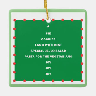 Enfeites de natal de cerâmica com palavras de féri