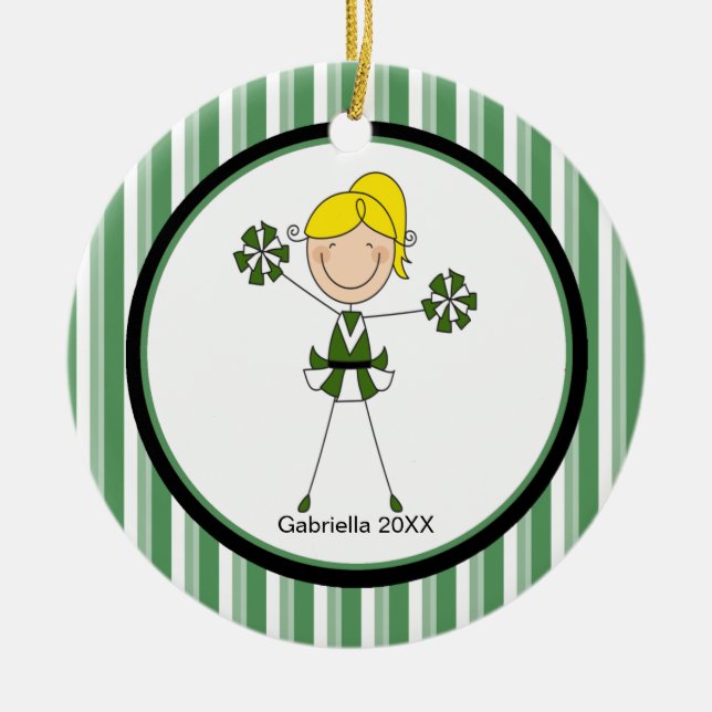 Enfeites de natal de Cheerleader Loura-branca (Frente)