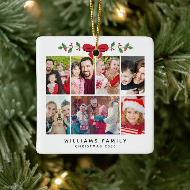 Enfeites de natal de Colagem de Fotos Personalizad (Árvore)