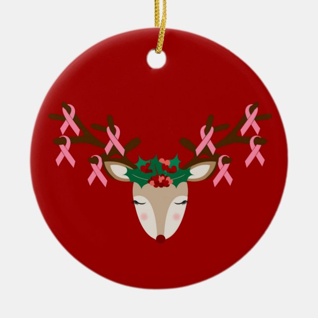 Enfeites de natal de Consciência do Cancer da Mama (Frente)