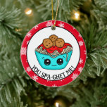 Enfeites de natal de espaguete | Arma Romântico<br><div class="desc">Uma mão bonita desenhou desenho no estilo Kawaii espaghetti romântico ornamento para um casal.</div>