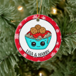 Enfeites de natal de espaguete | Arma Romântico<br><div class="desc">Uma mão bonita desenhou desenho no estilo Kawaii espaghetti romântico ornamento para um casal.</div>