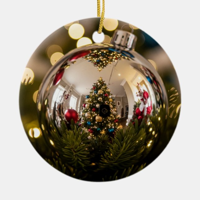 Enfeites de natal de espelho do ouro (Frente)