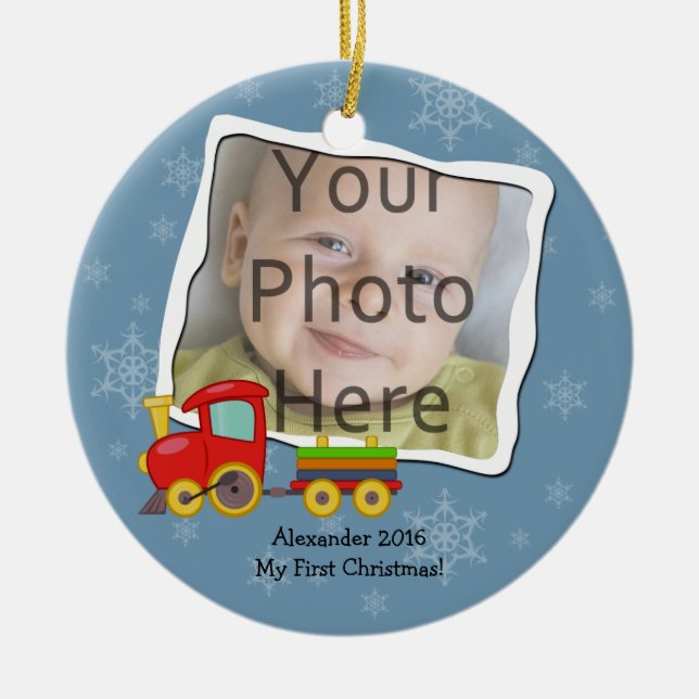 Enfeites de natal de flocos de neve do trem de inv (Frente)