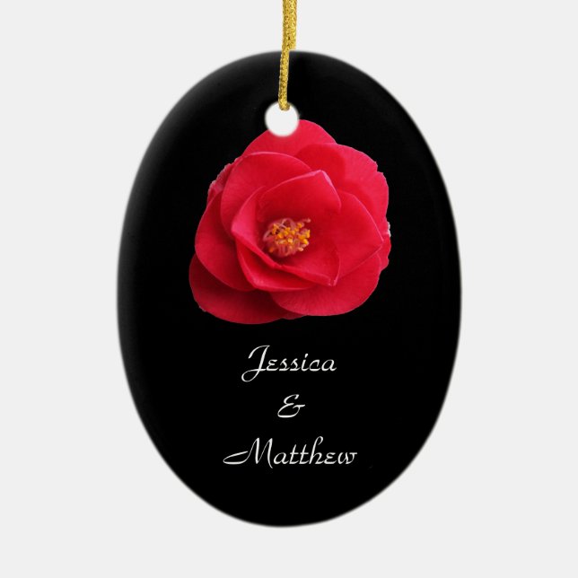 enfeites de natal de flor da camellia vermelha (Frente)