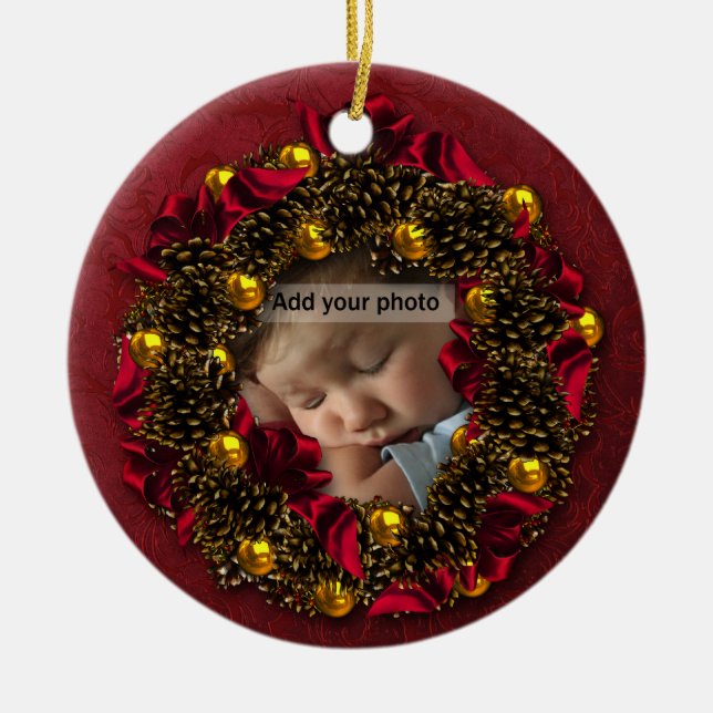 Enfeites de natal de Foto Vintage Wreath (Frente)