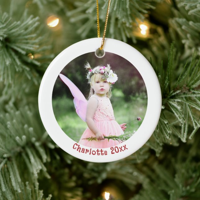 Enfeites de natal de Fotografia com Nome de Crianç (Árvore)