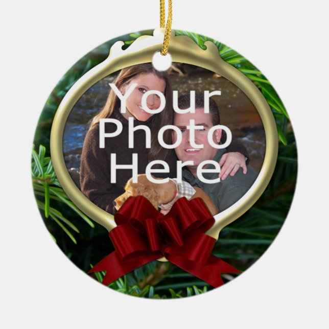 Enfeites de natal de Fotografia Personalizada do P (Frente)