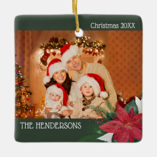 Enfeites de natal de fotos da família Poinsettia