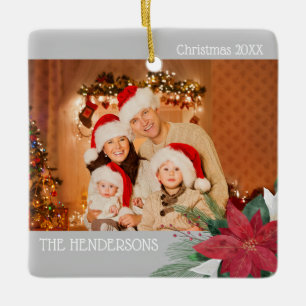 Enfeites de natal de fotos da família Poinsettia