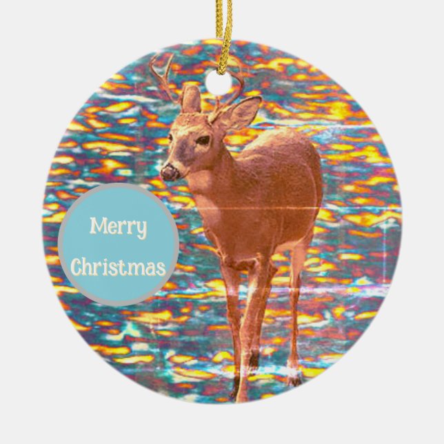 Enfeites de natal de fotos de Deer (Frente)