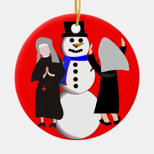 Enfeites de natal de freiras católicas e boneco de (Frente)