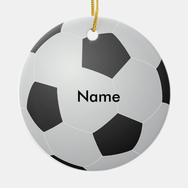 Enfeites de natal de futebol de nome personalizado (Frente)