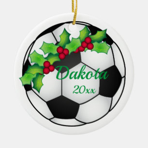 Enfeites de natal de futebol personalizado preto e