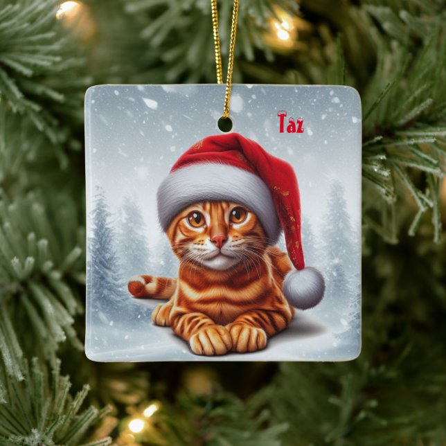 Enfeites de natal de Gato de Bengala Laranja (Árvore)