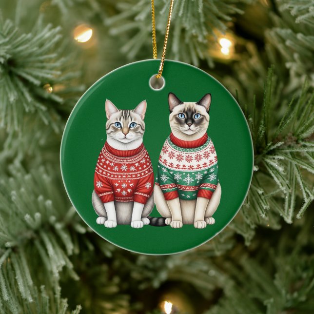 Enfeites de natal de gato, Tabby e Gatos siameses (Árvore)