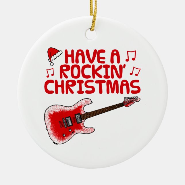 Enfeites de natal de Guitarista Elétrico (Frente)