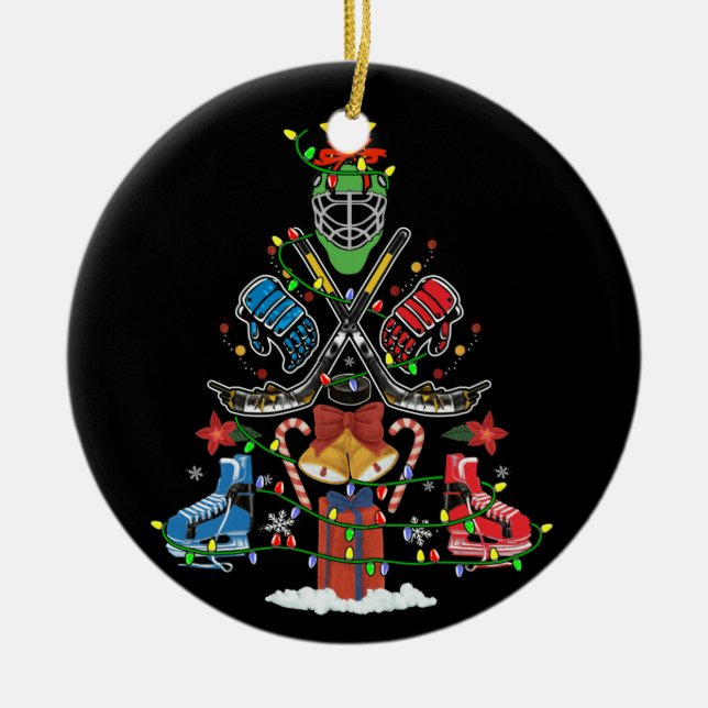Enfeites de natal De Hóquei Em Gelo, Engraçado Xma (Frente)