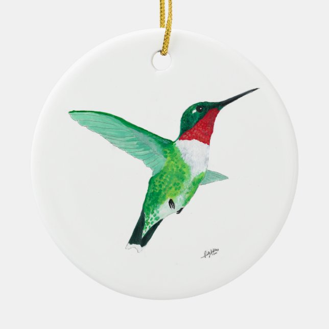 Enfeites de natal de Hummingbird com garganta de R (Frente)