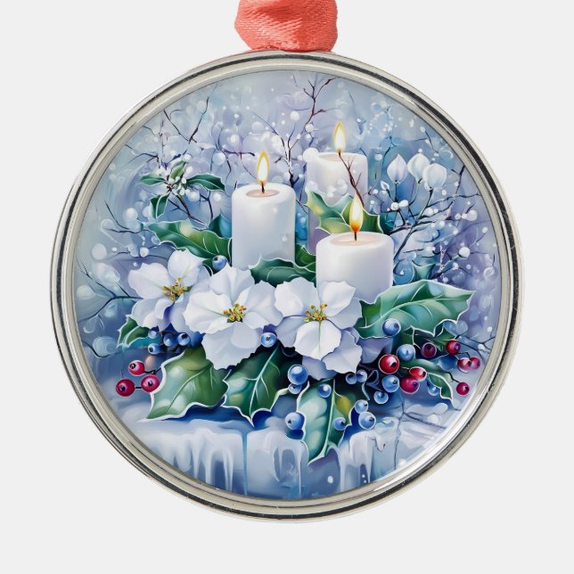 Enfeites de natal de inverno azul (Frente)