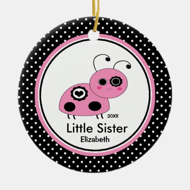 Enfeites de natal de Menina Rosa Ladybug (Frente)