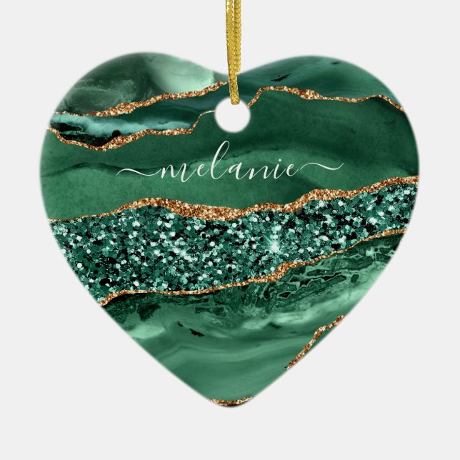 Enfeites de natal de Nome Personalizado do Emerald (Frente)