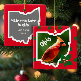 Enfeites de natal de Ohio com Cardinal e Buckeyes