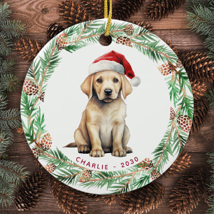 Enfeites de natal de Papais noeis Labrador Amarelo