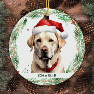 Enfeites de natal de Papais noeis Labrador Amarelo