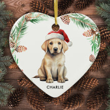 Enfeites de natal de Papais noeis Labrador Amarelo