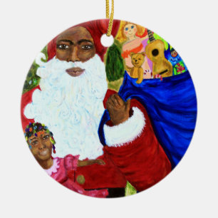 Enfeites de natal de Papais noeis Pretos - Present