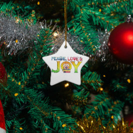 Enfeites de natal de paz, amor e alegria