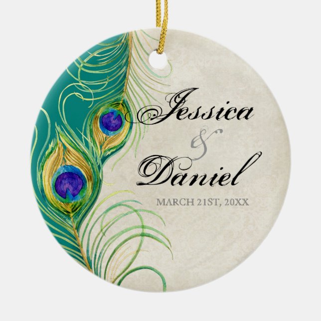 Enfeites de natal de Peacock & Etchings da Vintage (Frente)