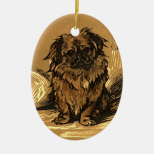 Enfeites de natal de Pekingese do vintage
