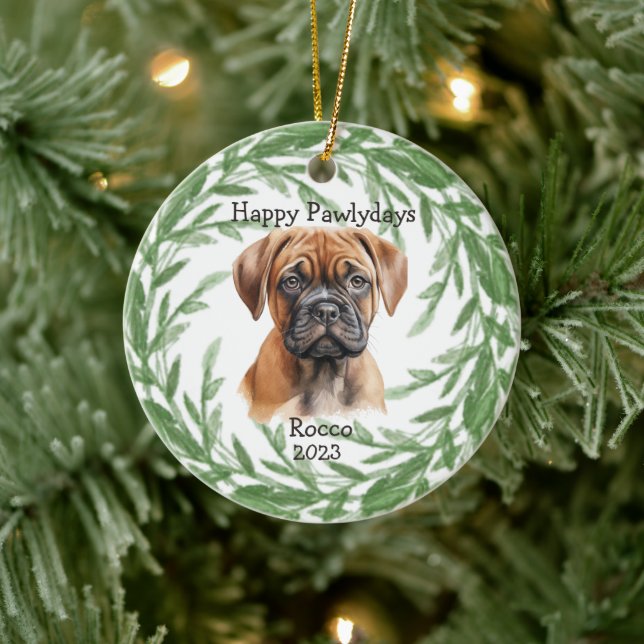 Enfeites de natal de Pet Monograma Bullmastiff (Árvore)