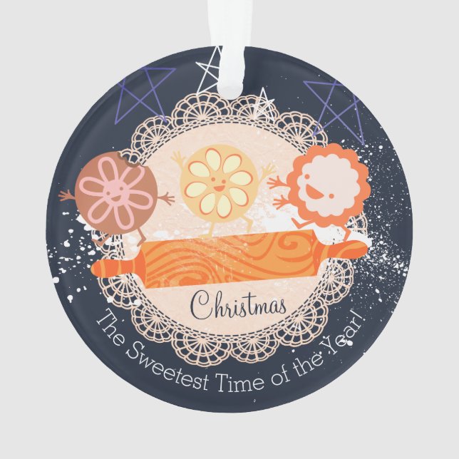 Enfeites de natal de pinos rolantes de biscoitos p (Verso)