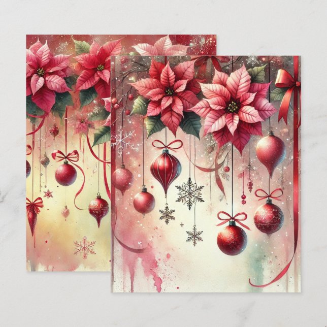 Enfeites de natal de Poinsettia Whimsso (Frente/Verso)