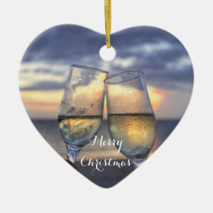 Enfeites de natal de praia Heart Sunset