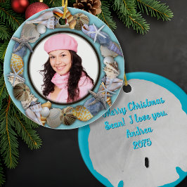 Enfeites de natal de quadros de fotos azuis