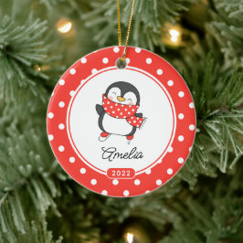 Enfeites de natal de Raparigas Pinguins de Patinaç