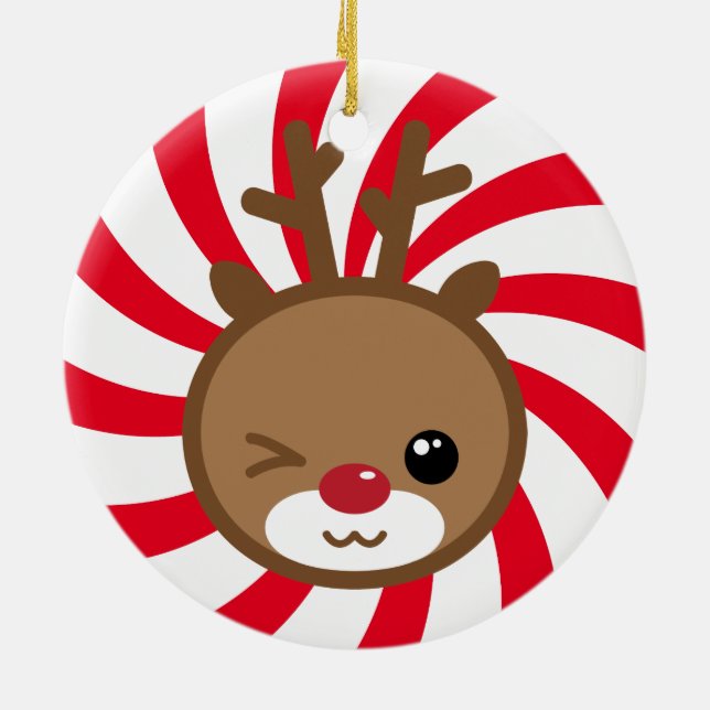 Enfeites de natal de Reindeer Kawaii (Traseira)