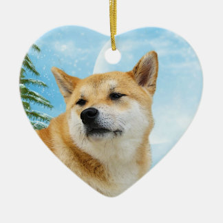 Enfeites de natal de Shiba Inu do amor