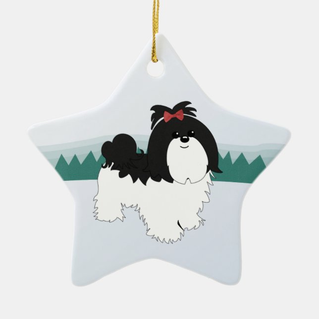 Enfeites de natal de Shih Tzu (Frente)