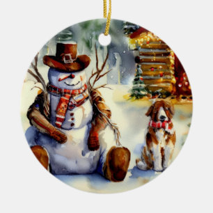 Enfeites de natal de Snowman Cowboy