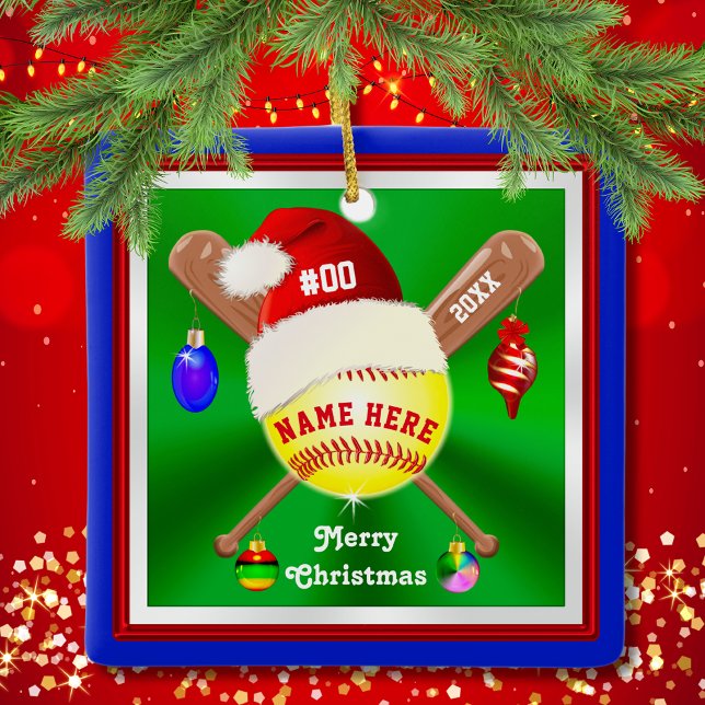 Enfeites de natal de Softball Personalizados Cute (Softball Christmas Tree Ornaments. Nice, Christmas Gifts for Softball Players, Softball Coach Gifts.)