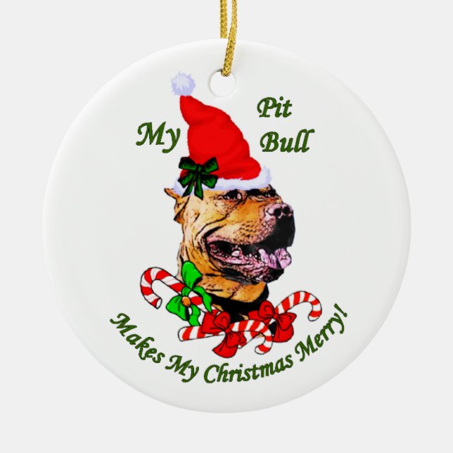 Enfeites de natal de Terrier Bull de Pit Bull Amer (Frente)