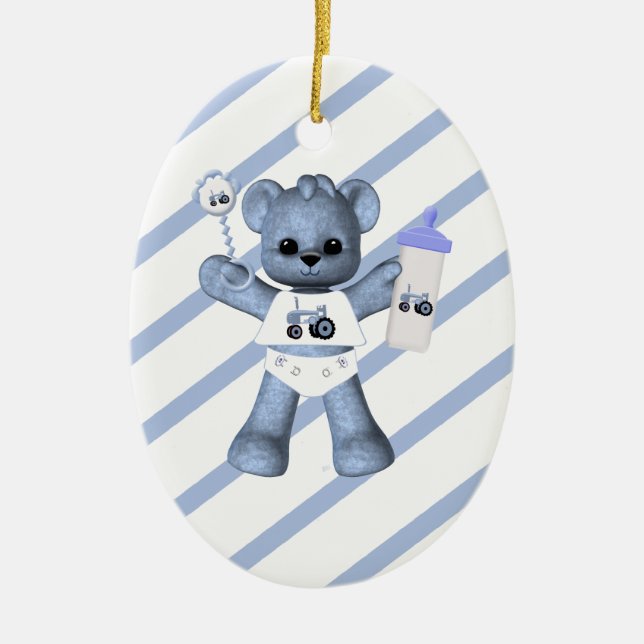 Enfeites de natal de Trator 1 do Urso Azul (Frente)