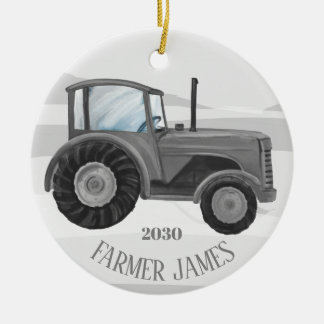 Enfeites de natal de trator de Cinza personalizado